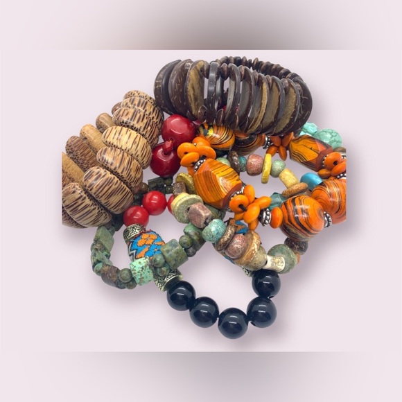 Retro Colourful Beaded Bracelets Mixed Jewelry Lot - Picture 4 of 9